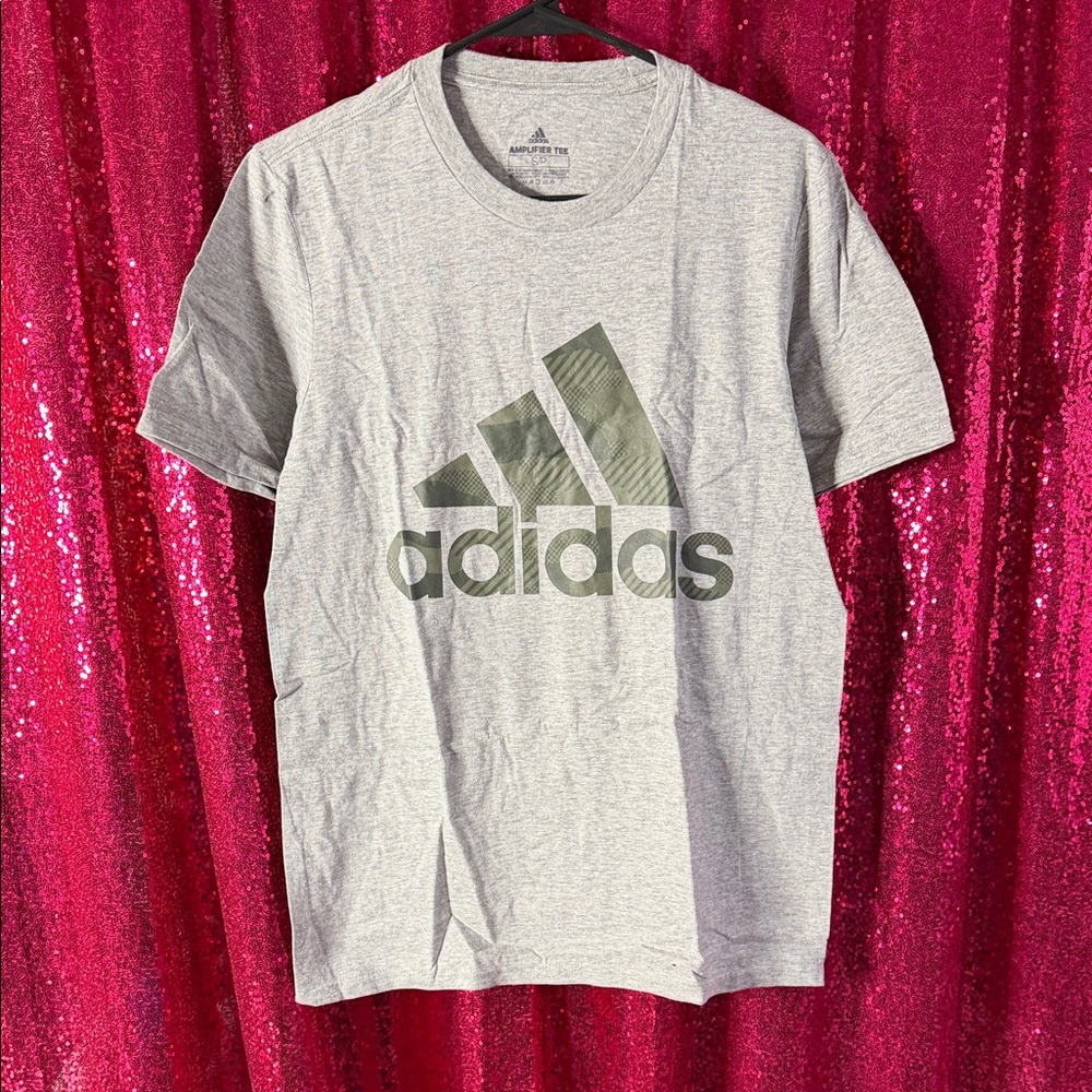 adidas Gray Short Sleeve Tee with Olive Logo